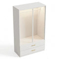 Moderner Kleiderschrank mit LED und Glastüren, vielseitig mit Kleiderstange und Schubladen