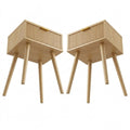 Moderner Rattan-Nachttisch im 2er Set mit Schublade für Schlafzimmer