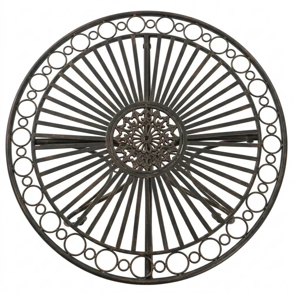 Runder Gartentisch mit Verzierungen im Jugendstil, Farbe: Bronze