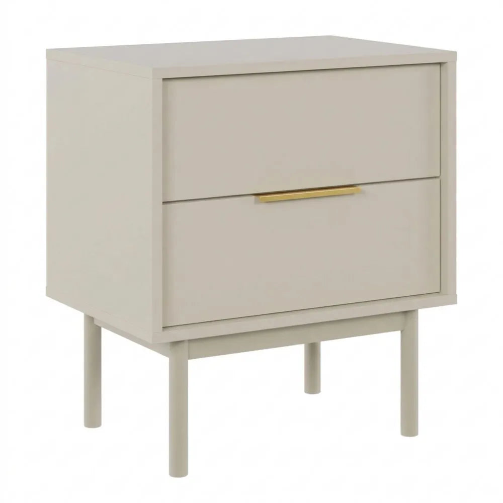 Nachttisch mit 2 Schubladen, graubeige, 54 cm