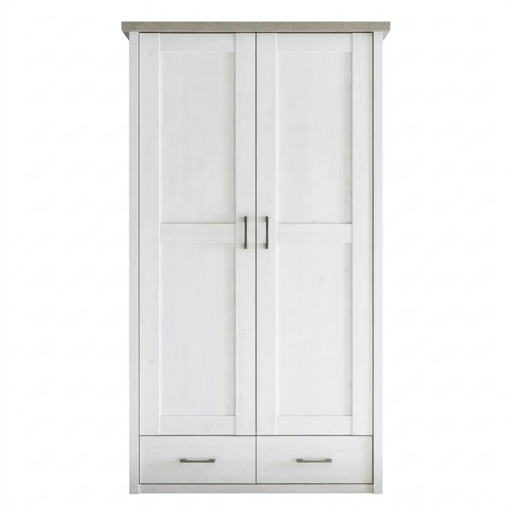 Eleganter zweitüriger Kleiderschrank für Babyzimmer mit viel Stauraum