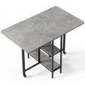Kompakter Klapptisch mit Ablagen für kleine Räume, Esszimmer oder Küche, 140 x 80 x 75 cm, Grau
