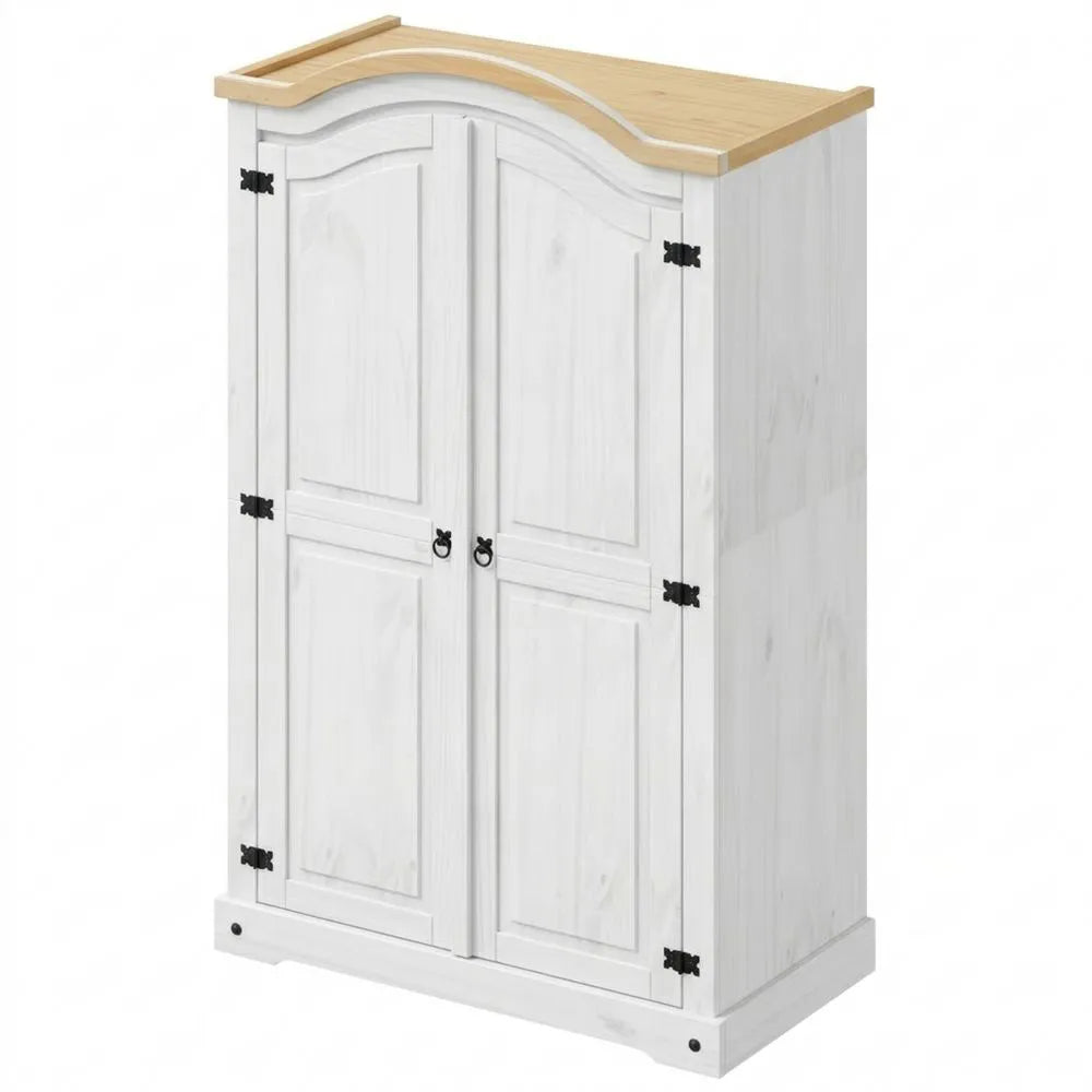 Massivholz Kleiderschrank in Weiß mit Stauraum