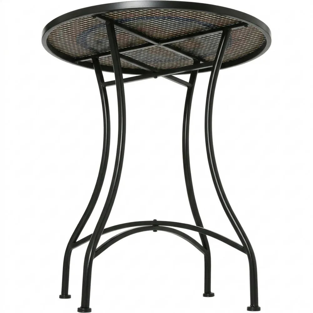 Runder wetterfester Balkontisch aus Metall, Outdoor-Esstisch und Campingtisch, ideal für Garten und Terrasse